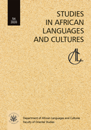 Studies in African Languages and Cultures. Volumen 54/2020 – PDF